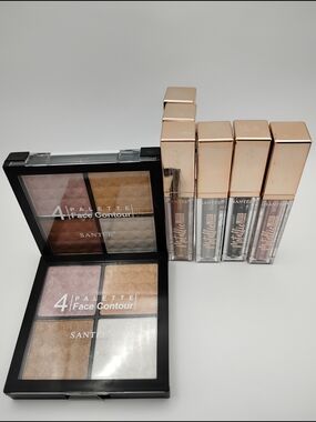 2 SANTEE 4-Shade Face Contour Palette & 6 Metallic Liquid Eyeshadow